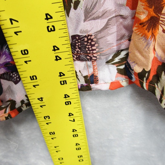 Johnny Was Jade Dress Large Deepika Tie Front Midi Floral Silky Orange Womens - Picture 14 of 16